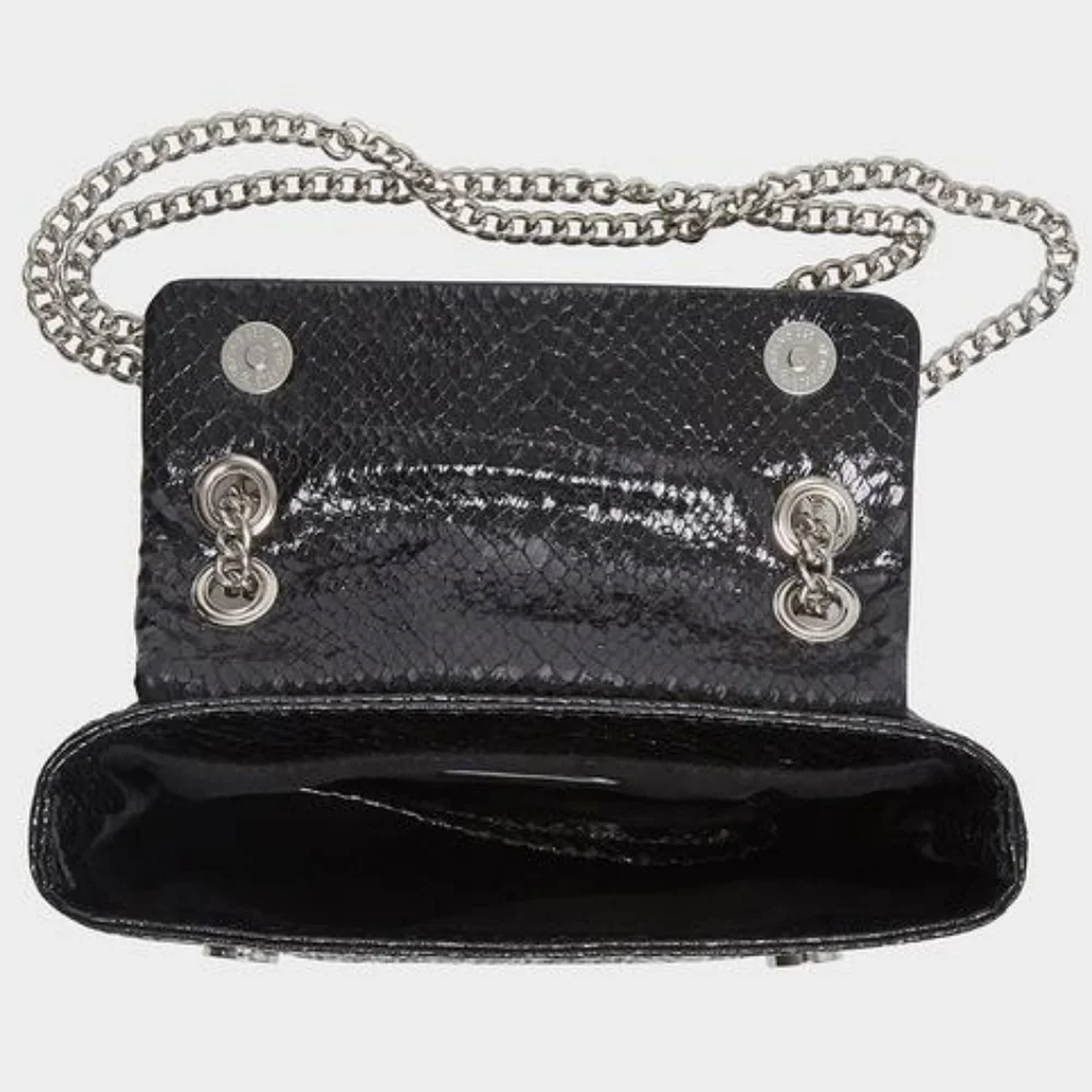 Betsey Johnson Slither & Shine Snake Embossed Crossbody Black Bag Rare NWT
